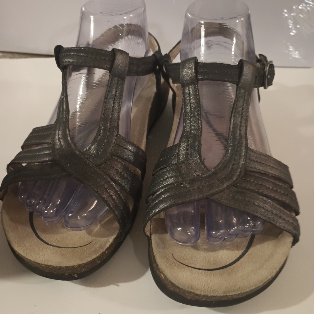 Women's *abeo* brown leather slingback sandal shoes sz 9M B.I.O system see
